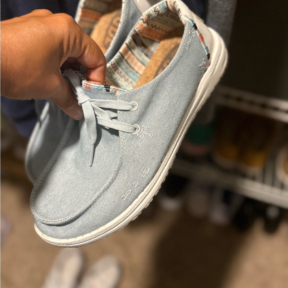 Hey Dude Light Blue Casual Lace-Up Shoes